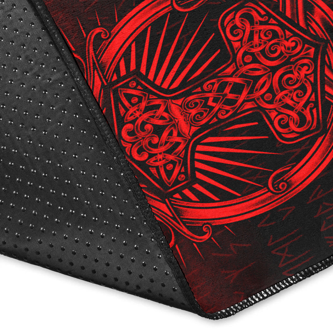 Viking Area Rug Vikings Ravens Mjolnir Red Version Area Rug RLT12 - Wonder Print Shop