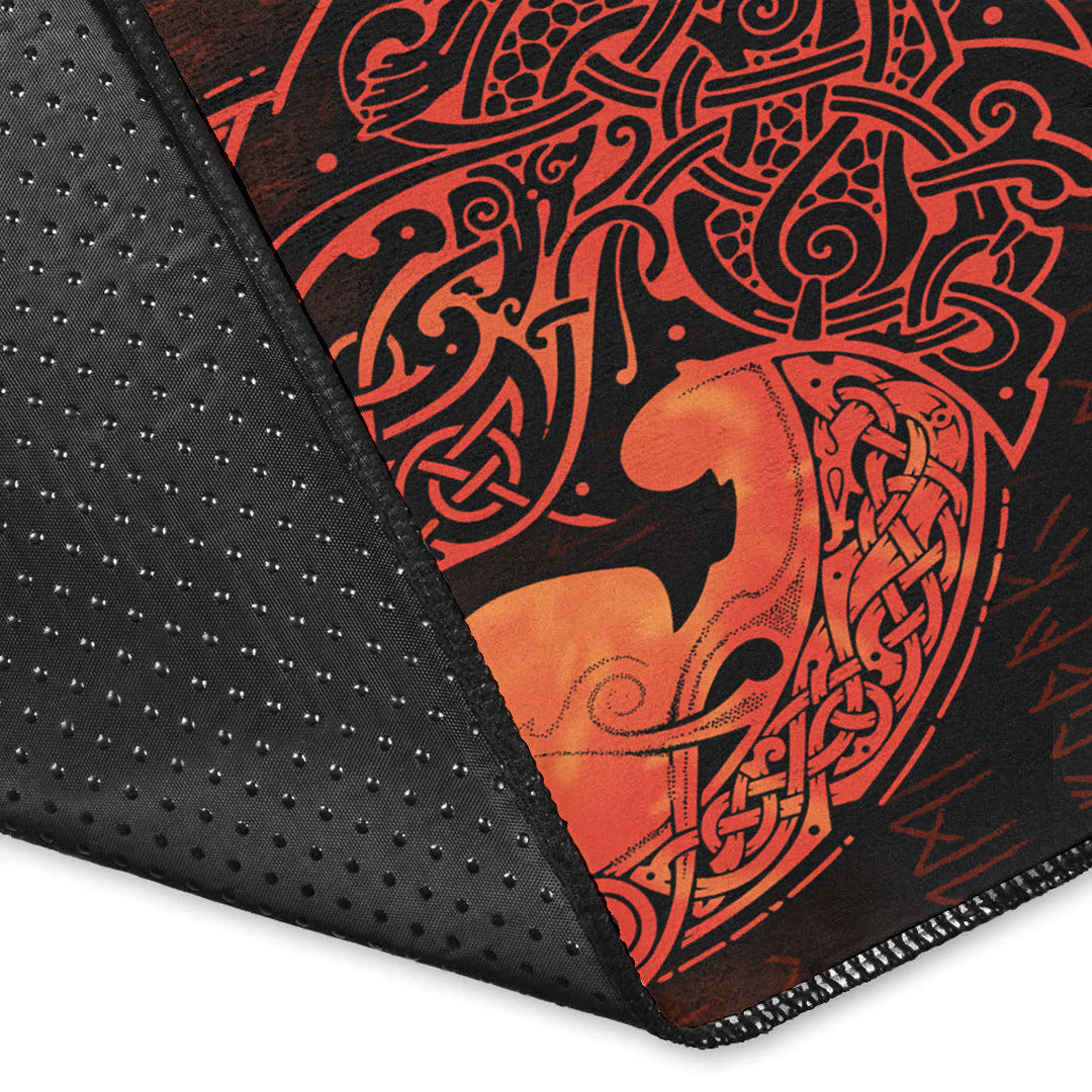 Viking Area Rug Fenrir Viking 3D Tattoo Orange Version Area Rug RLT12 - Wonder Print Shop