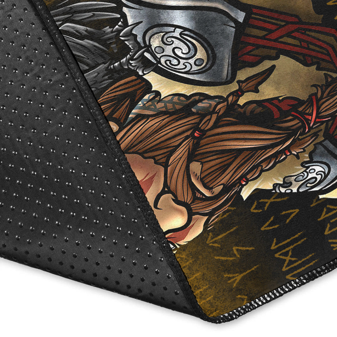 Viking Area Rug Viking Warrior Odin Valhalla Raven Area Rug RLT12 - Wonder Print Shop