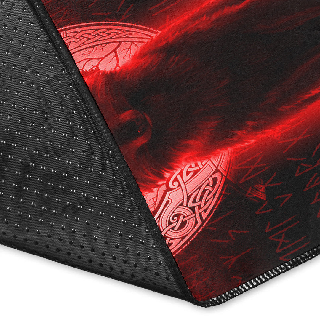 Viking Area Rug Fenrir Viking Wolf Red Version Area Rug RLT12 - Wonder Print Shop