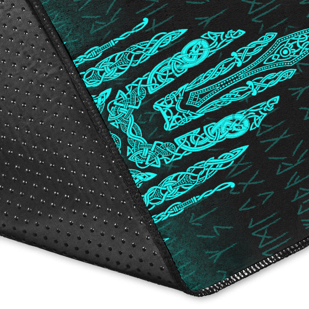 Viking Area Rug Eye of Odin Cyan Version Area Rug RLT12 - Wonder Print Shop