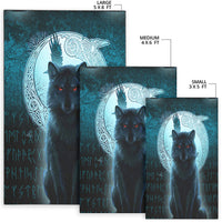 Viking Area Rug Fenrir Viking Wolf Cyan Version Area Rug RLT12 - Wonder Print Shop