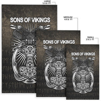 Viking Area Rug Vikings Ravens Mjolnir Area Rug RLT12 - Wonder Print Shop