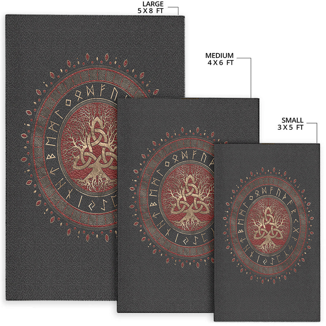 Viking Area Rug Tree Of Life with Triquetra Area Rug RLT12 - Wonder Print Shop