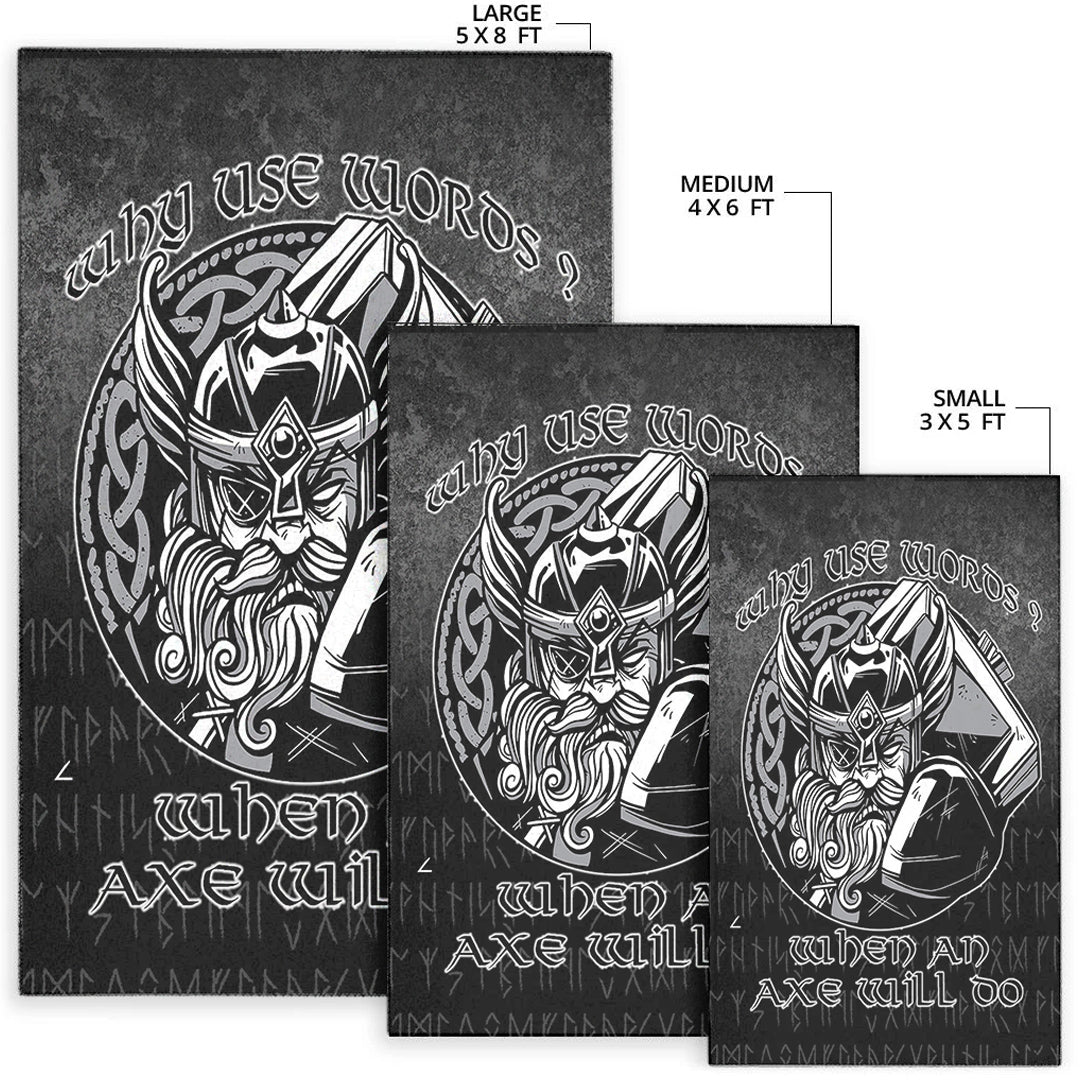 Viking Area Rug Why Use Words? When An Axe Will Do Area Rug RLT12 - Wonder Print Shop