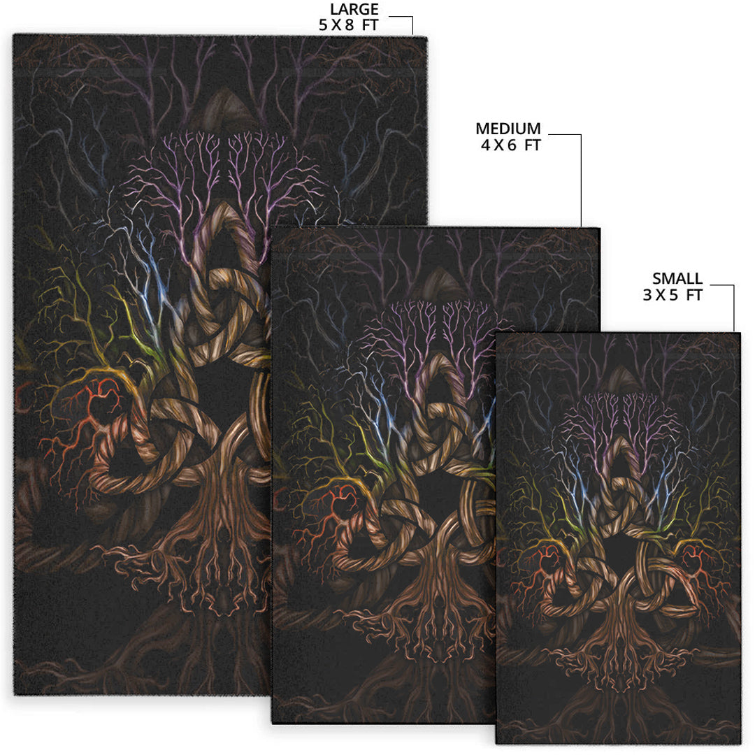 Viking Area Rug Colorful Tree Of Life With Triquetra Area Rug RLT12 - Wonder Print Shop