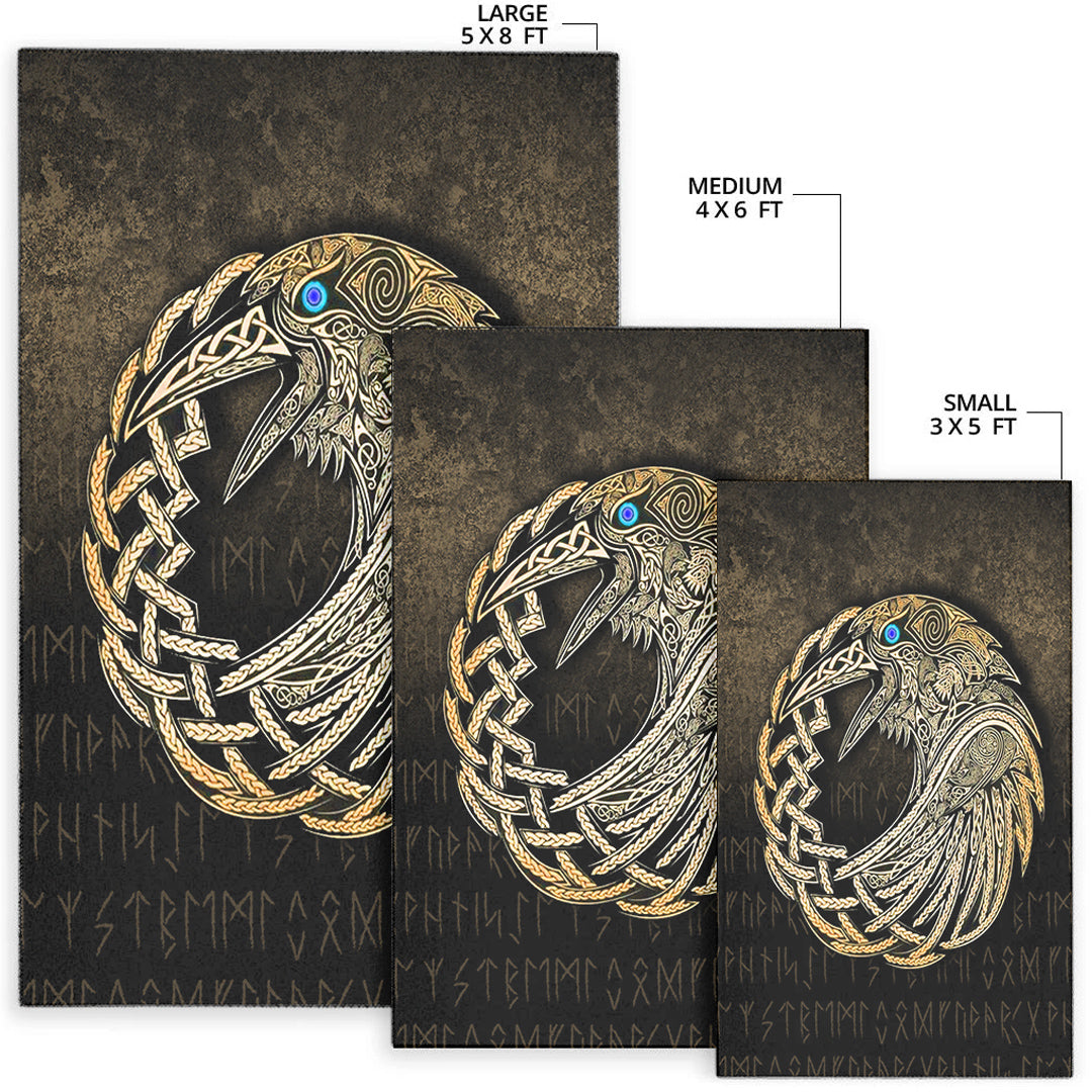 Viking Area Rug Vikings Raven Gold Version Area Rug RLT12 - Wonder Print Shop