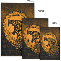 Viking Area Rug Fenrir Viking 3D Tattoo Gold Version Area Rug RLT12 - Wonder Print Shop