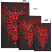 Viking Area Rug Odin The Allfather Asgard God and Chief Of Aesir Red Version Area Rug RLT12 - Wonder Print Shop
