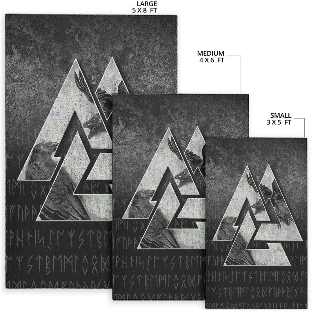 Viking Area Rug Huginn Muninn Ravens from Odin Viking Area Rug RLT12 - Wonder Print Shop