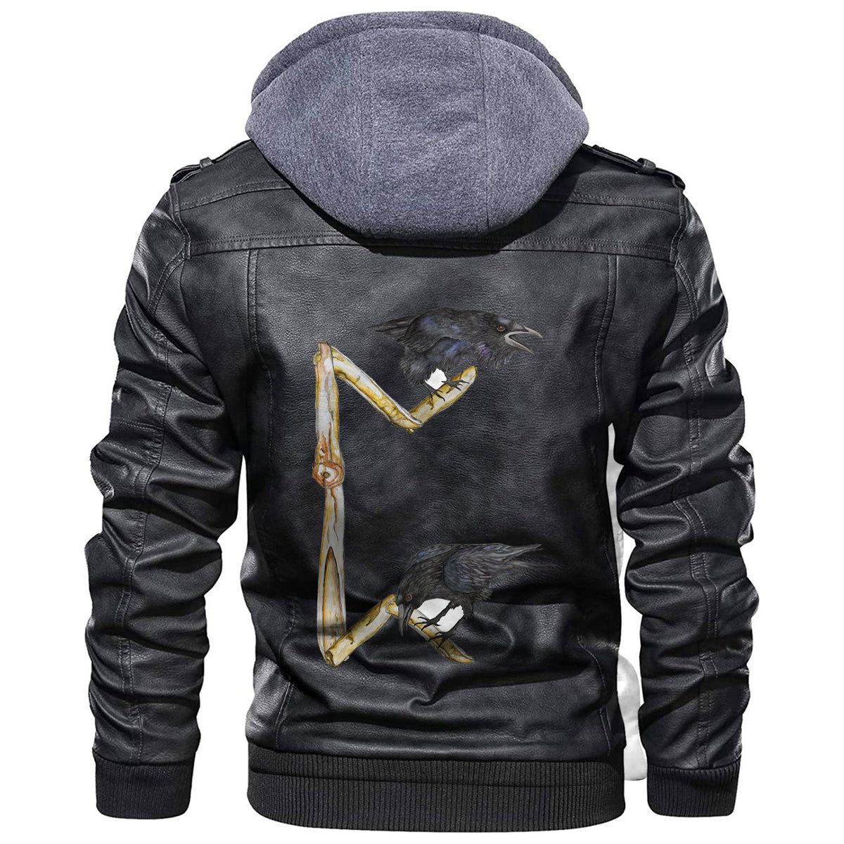 Viking Rune and Raven Leather Jacket RLT12 - Wonder Print Shop