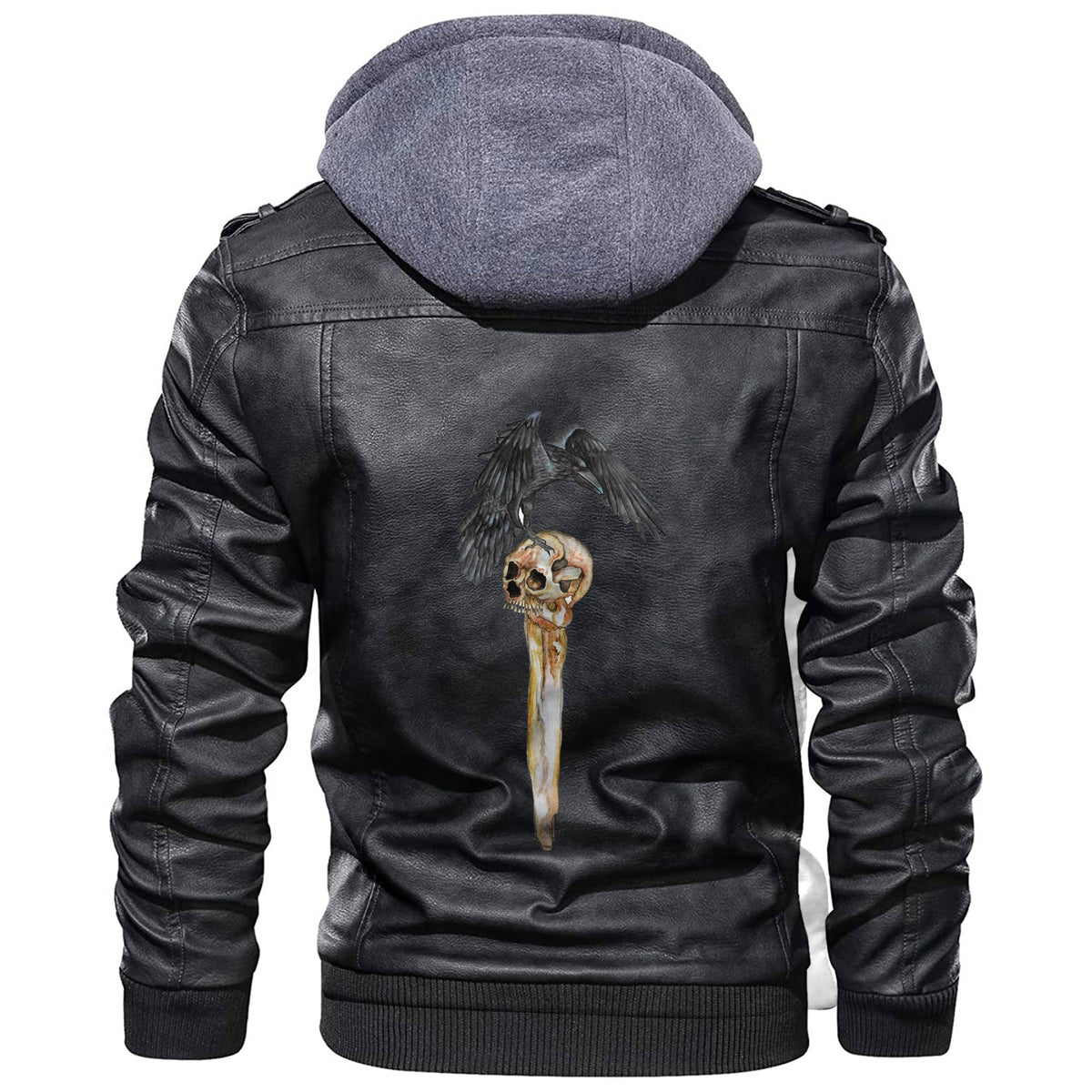 Viking Rune and Raven Leather Jacket RLT12 - Wonder Print Shop