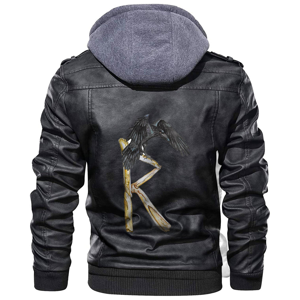Viking Rune and Raven Leather Jacket RLT12 - Wonder Print Shop