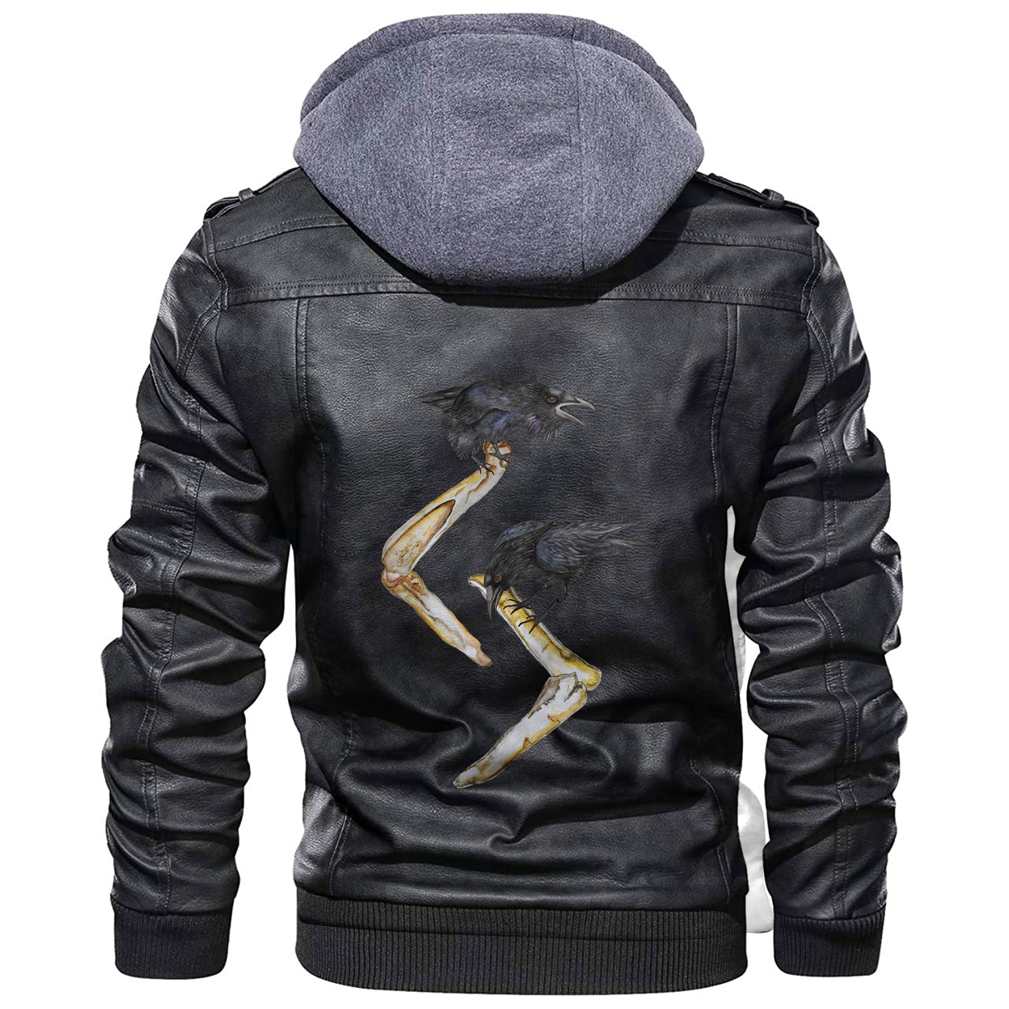 Viking Rune and Raven Leather Jacket RLT12 - Wonder Print Shop