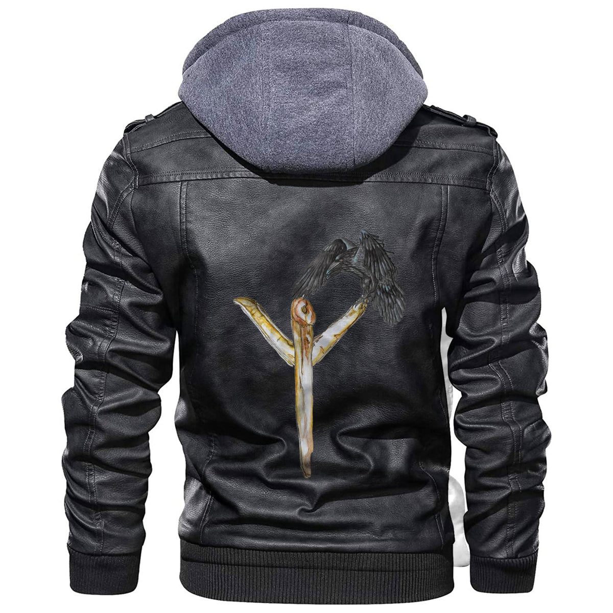 Viking Rune and Raven Leather Jacket RLT12 - Wonder Print Shop