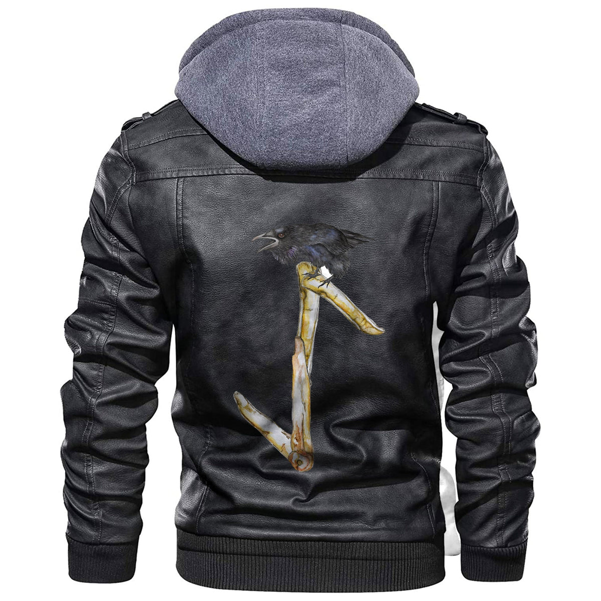 Viking Rune and Raven Leather Jacket RLT12 - Wonder Print Shop
