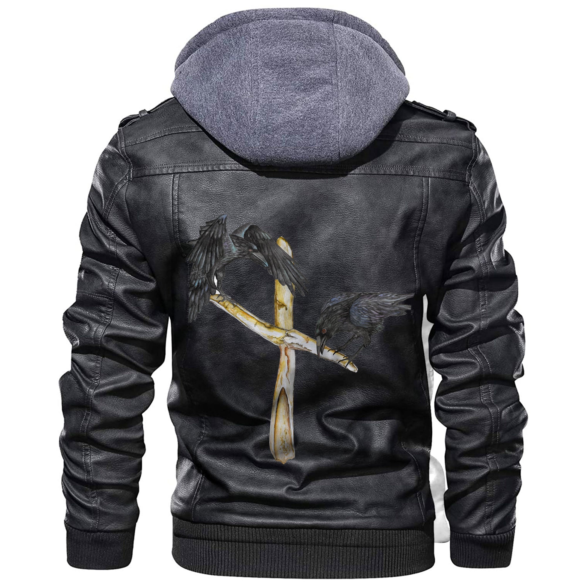 Viking Rune and Raven Leather Jacket RLT12 - Wonder Print Shop