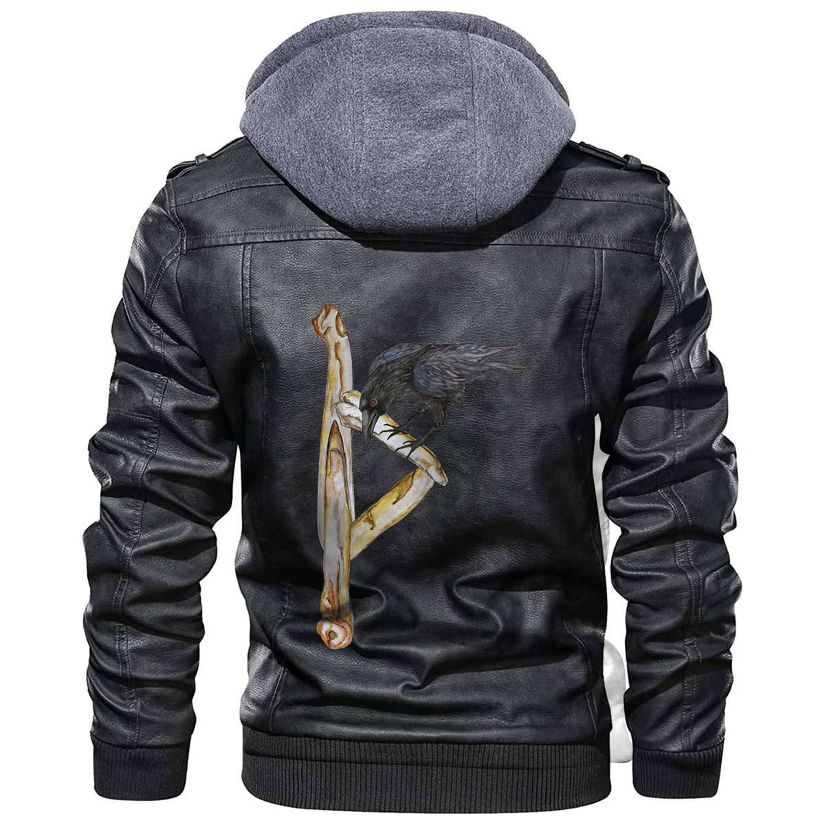 Viking Rune and Raven Leather Jacket RLT12 - Wonder Print Shop