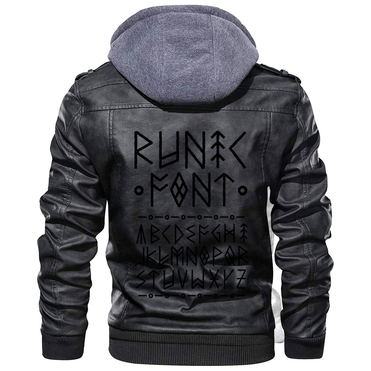 Viking Runic Hand Drawn Nordic Viking Leather Jacket RLT12 - Wonder Print Shop