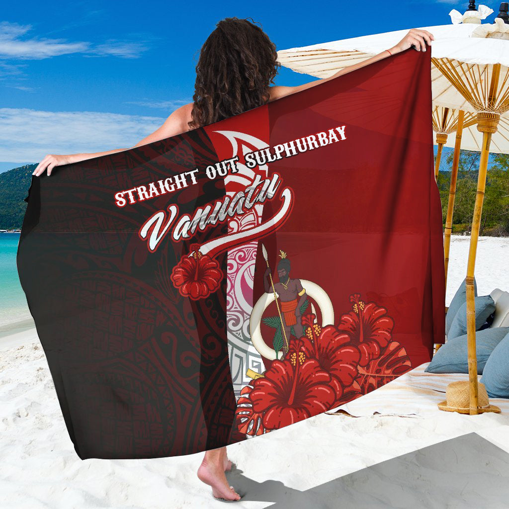 (STRAIGHT OUT SULPHURBAY) Vanuatu Polynesian Sarong - Coat Of Arm With Hibiscus RLT13