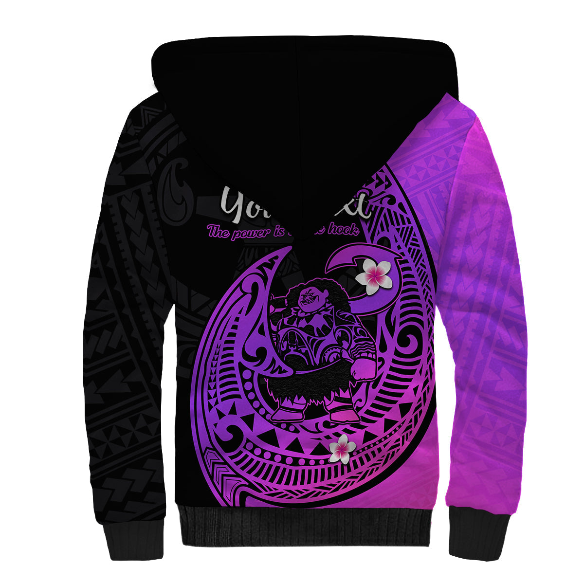 (Custom Personalised) Mauis Fish Hook Sherpa Hoodie Polynesian Magenta Gradient Version - Wonder Print Shop