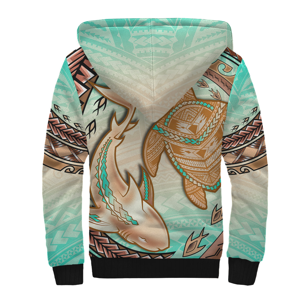 Hawaii Shepa Hoodie Polynesian Shark And Sea Turtle Dreamy Turquoise Artsy - Wonder Print Shop
