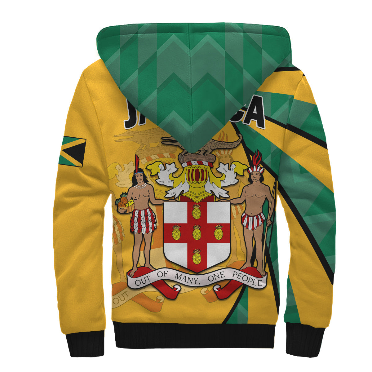 Jamaica Athletics Sherpa Hoodie Jamaican Flag Mix Lion Sporty Style - Wonder Print Shop