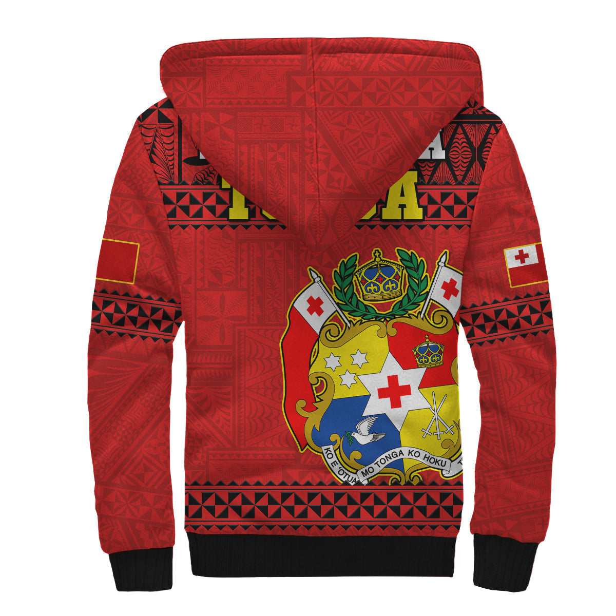 Tonga Rugby Sherpa Hoodie Mate Maa Tonga Pacific Ngatu Black - Wonder Print Shop