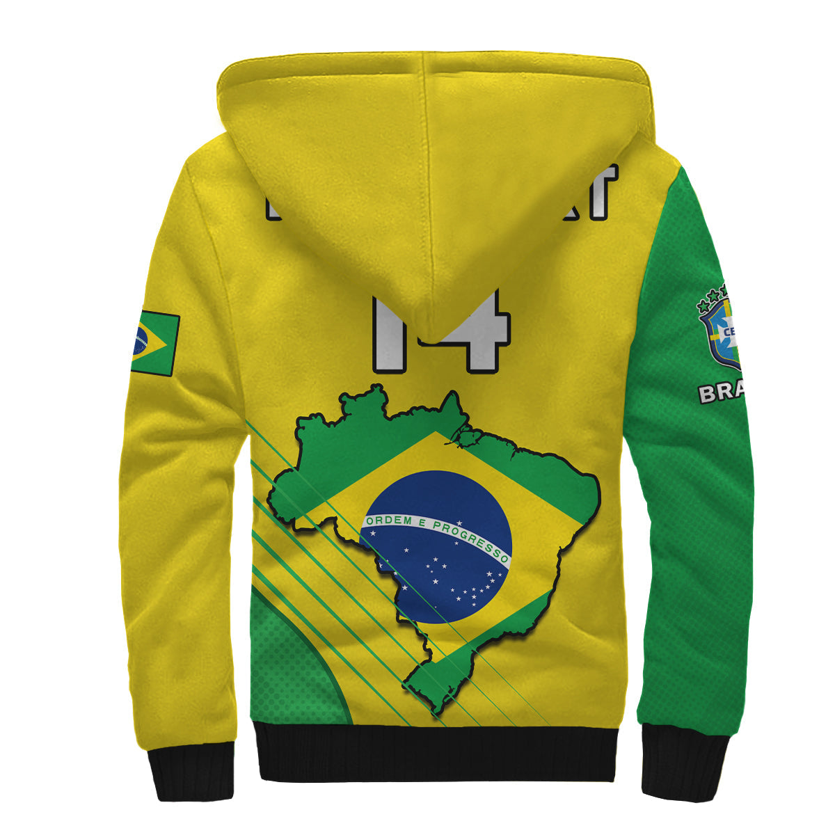 (Custom Text And Number) Brazil Football Sherpa Hoodie Brasil Map Come On Canarinho Sporty Style - Wonder Print Shop