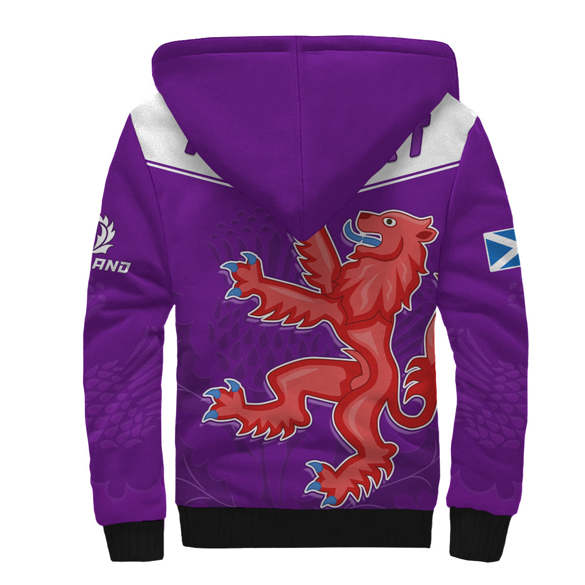 (Custom Personalised) Scottish Rugby Sherpa Hoodie Map Of Scotland Thistle Purple Version - Wonder Print Shop