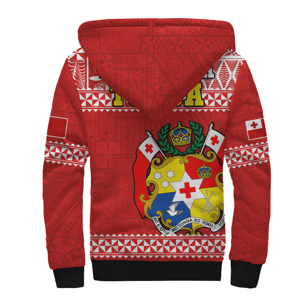 Tonga Rugby Sherpa Hoodie Mate Maa Tonga Pacific Ngatu White - Wonder Print Shop