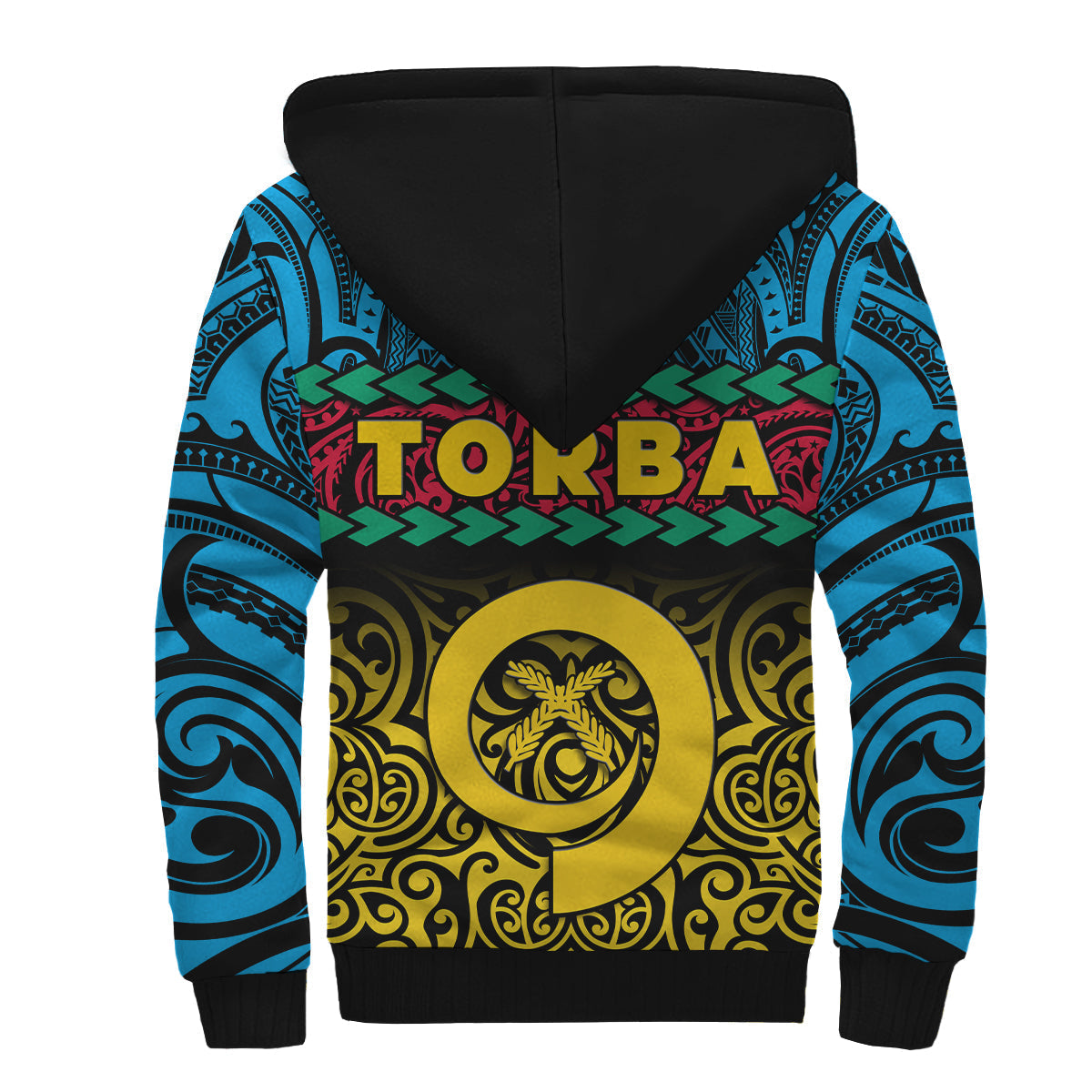 Torba Province Sherpa Hoodie Vanuatu Pig Tusk Polynesian Flag Style - Wonder Print Shop
