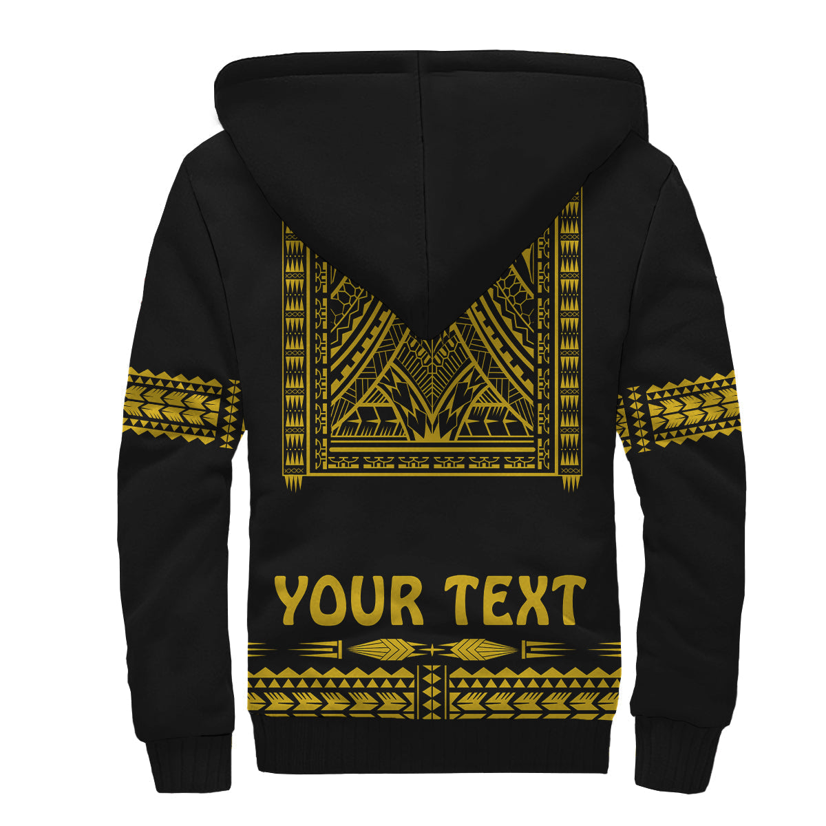 Custom Personalised Polynesian Sherpa Hoodie Dashiki With Polynesian Tattoo Royal Golden Version - Wonder Print Shop