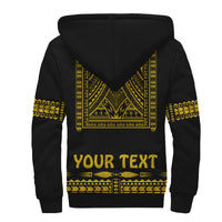 Custom Personalised Polynesian Sherpa Hoodie Dashiki With Polynesian Tattoo Royal Golden Version - Wonder Print Shop