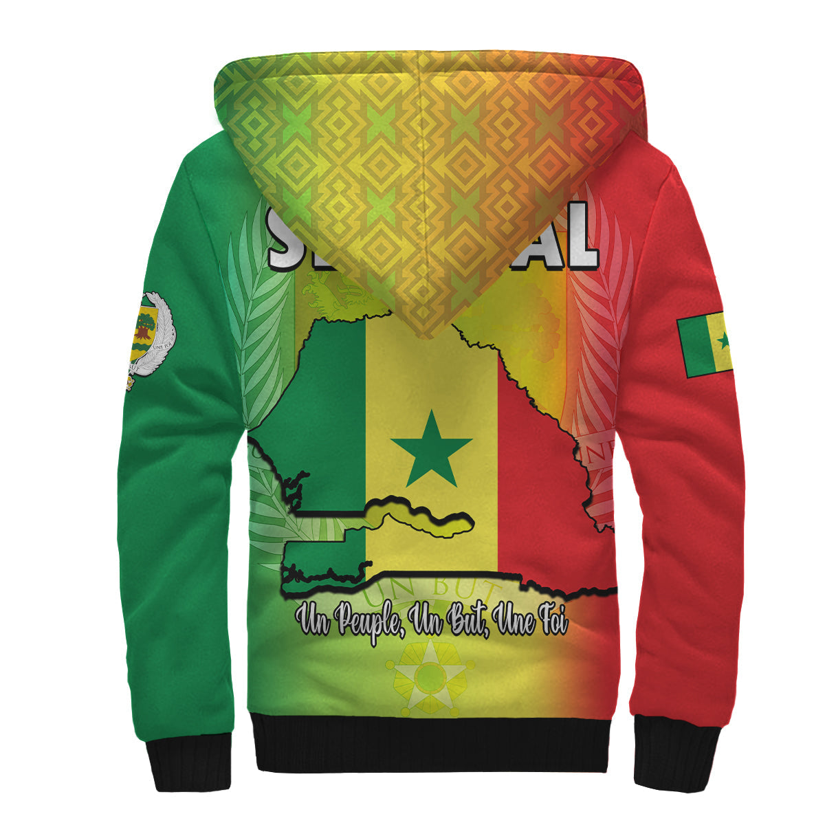 Senegal Sherpa Hoodie Lion With Senegal Map Reggae Style - Wonder Print Shop