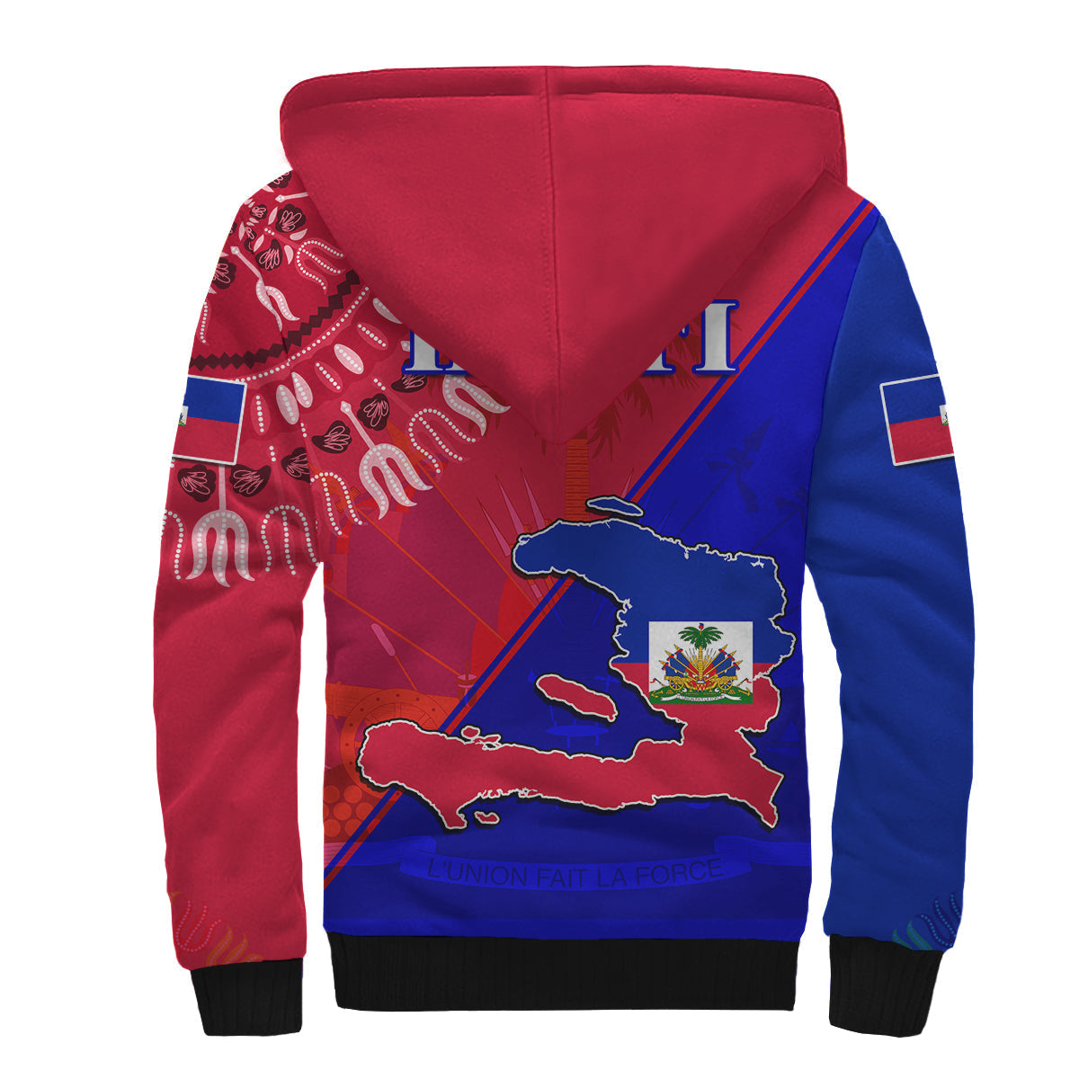 Haiti Sherpa Hoodie Haiti Flag Dashiki Simple Style - Wonder Print Shop