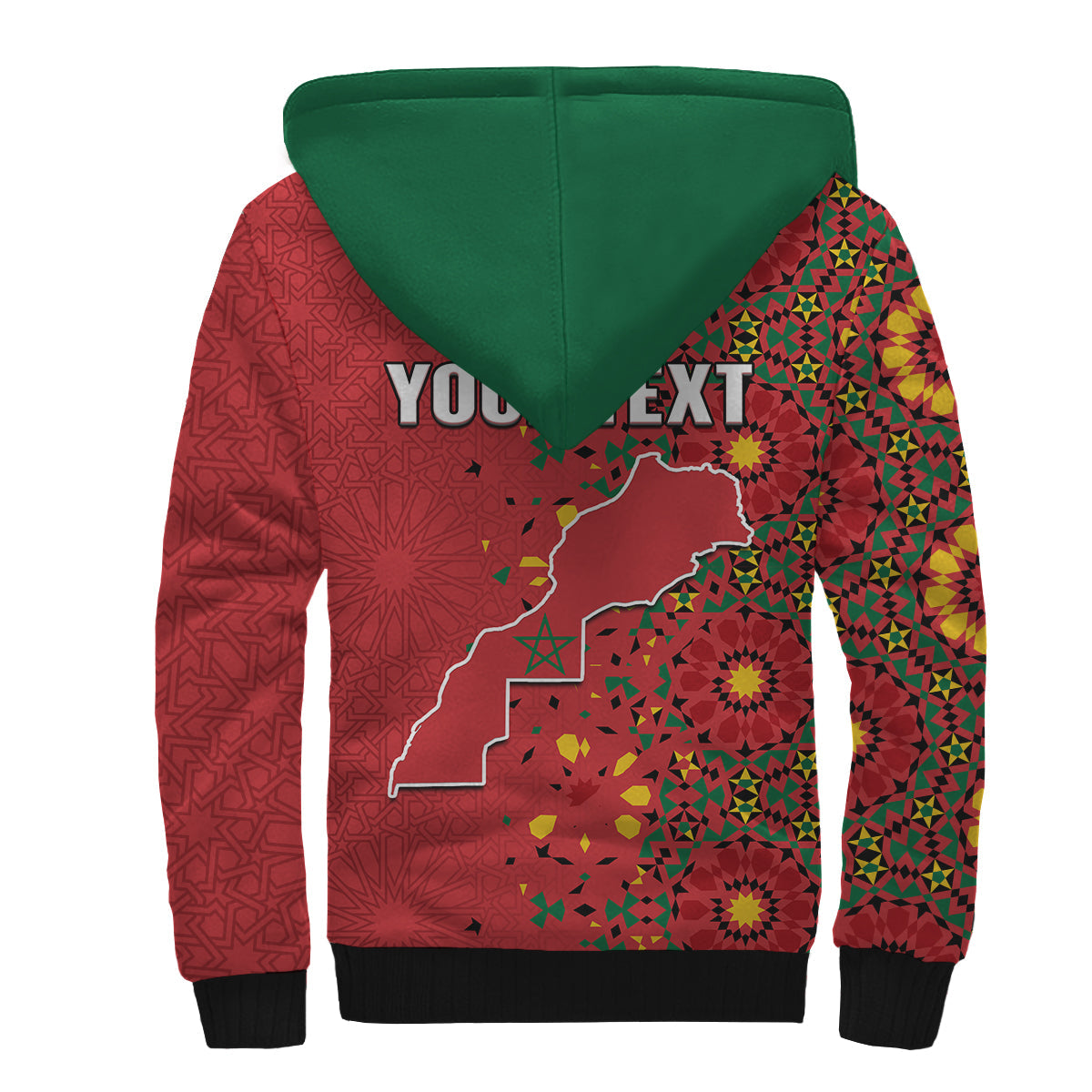 (Custom Personalised) Morocco Western Sahara Sherpa Hoodie Map Red Moroccan Is Always In My Heart - Wonder Print Shop