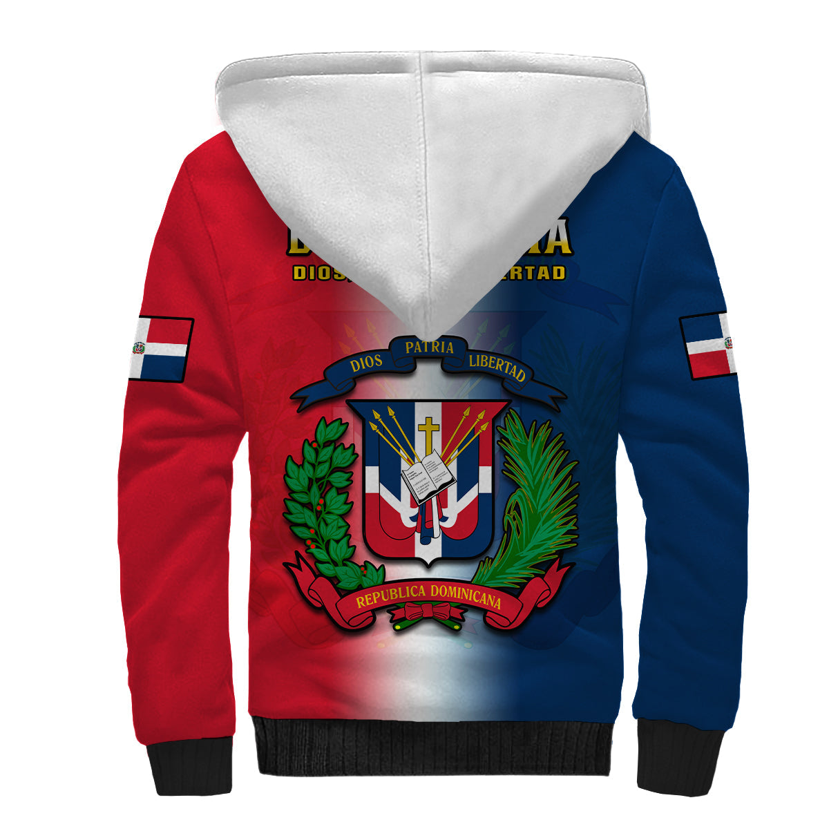 Dominican Republic Sherpa Hoodie Dominicana Coat Of Arms Gradient Style - Wonder Print Shop