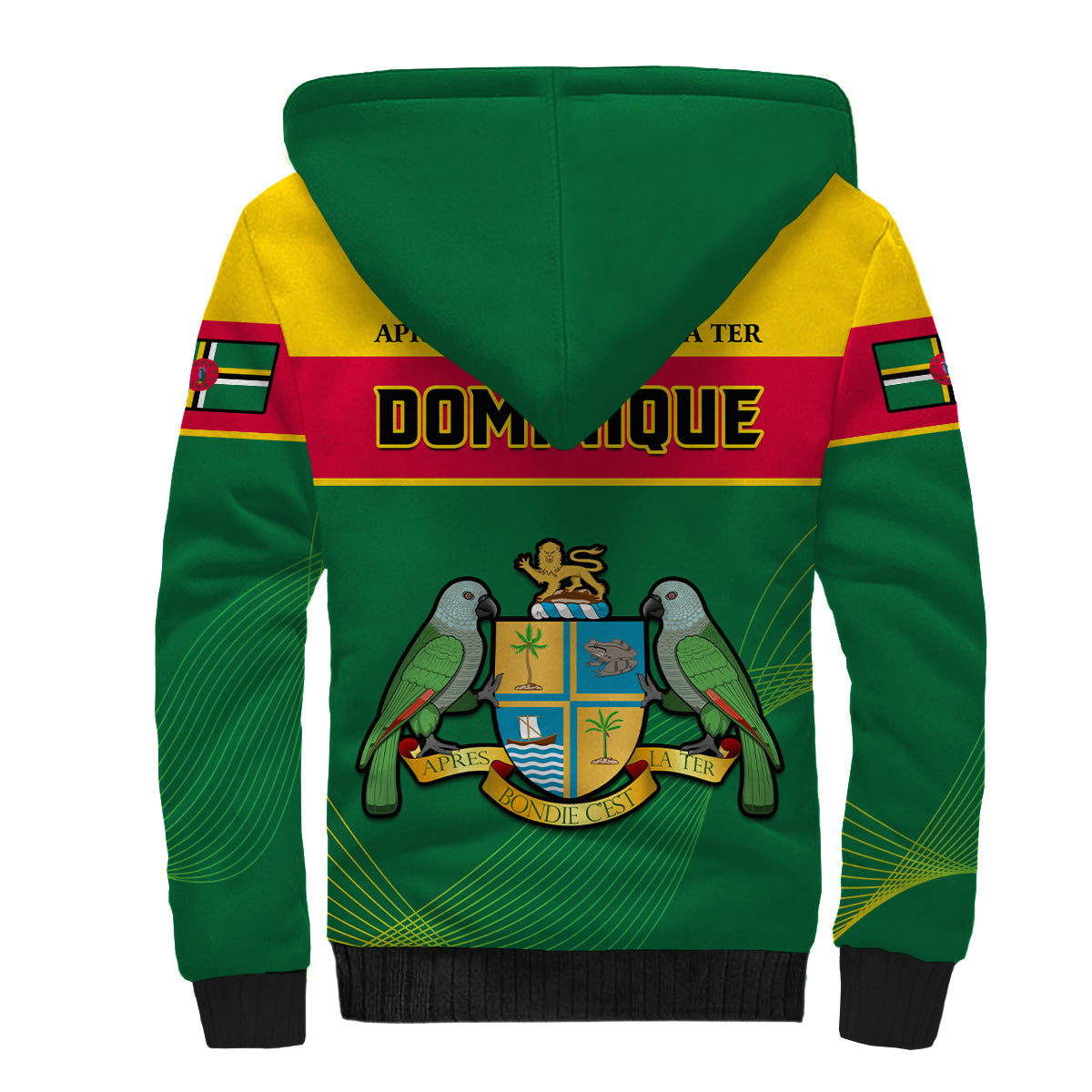 Dominica Sherpa Hoodie Dominican Coat Of Arms With Map - Wonder Print Shop