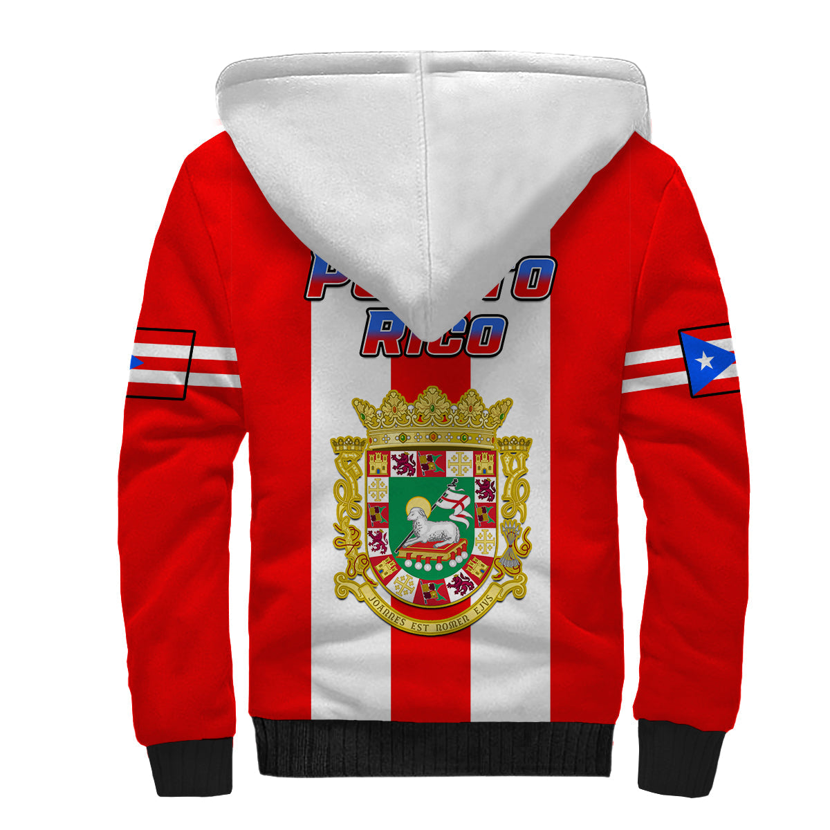 Puerto Rico Sherpa Hoodie Coat Of Arms Mix Flag - Wonder Print Shop
