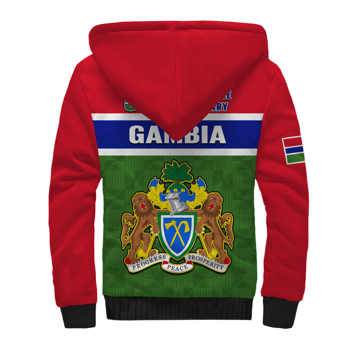 Gambia Sherpa Hoodie Happy 58th Independence Anniversary Flag Style - Wonder Print Shop