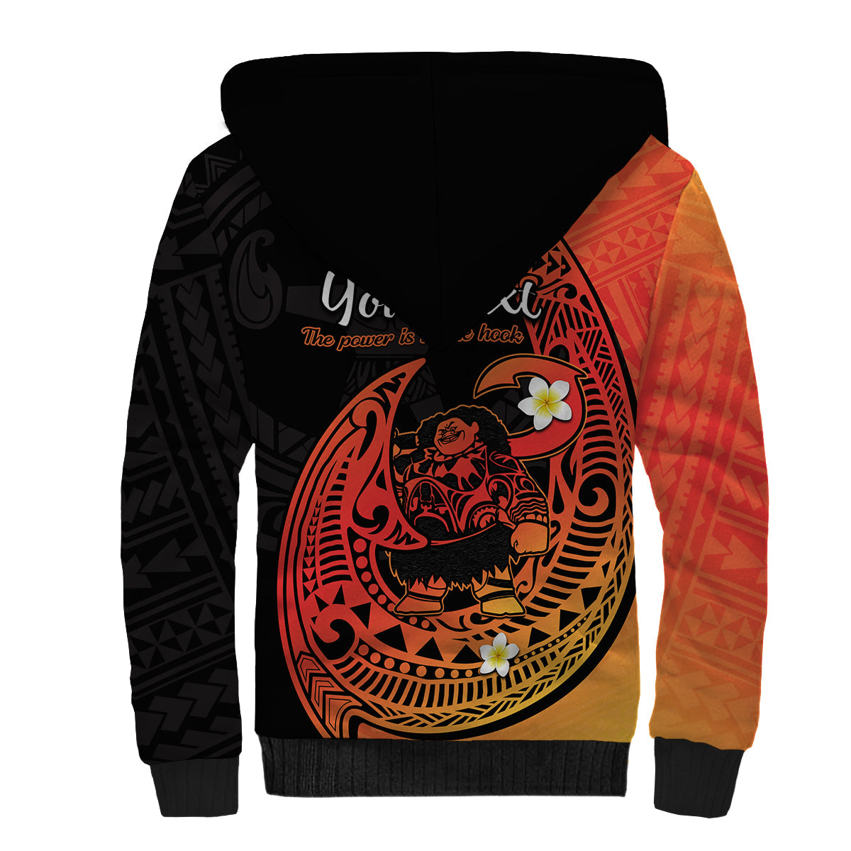 (Custom Personalised) Mauis Fish Hook Sherpa Hoodie Polynesian Orange Gradient Version - Wonder Print Shop