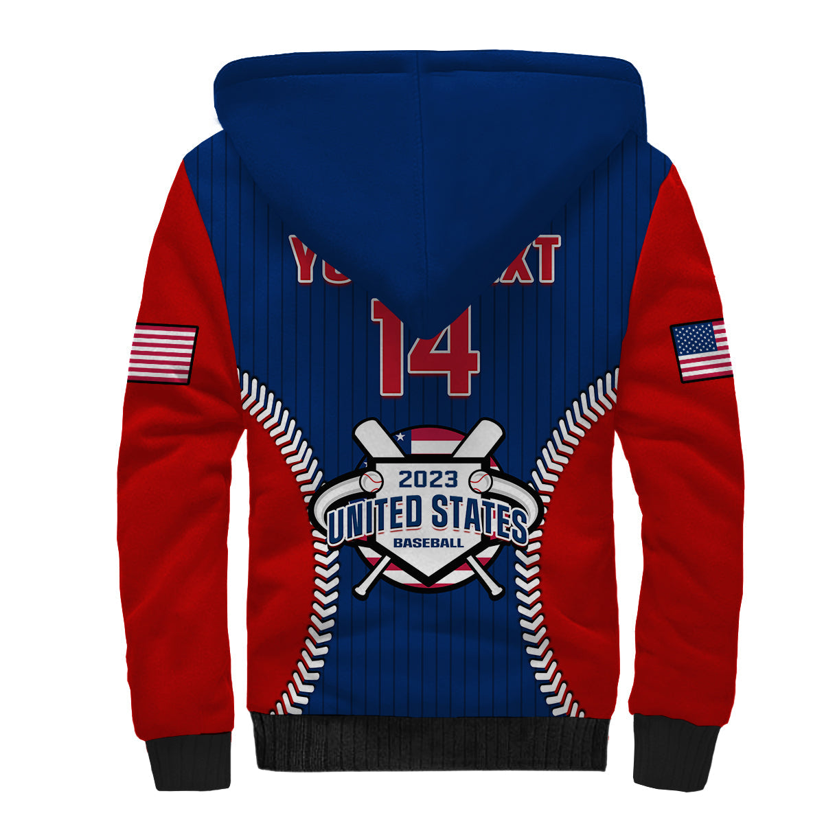 (Custom Text And Number) United States Sherpa Hoodie USA Baseball Sporty Style - Wonder Print Shop