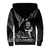 (Custom Text And Number) New Zealand Silver Fern Rugby Sherpa Hoodie All Black Koru Maori - Wonder Print Shop