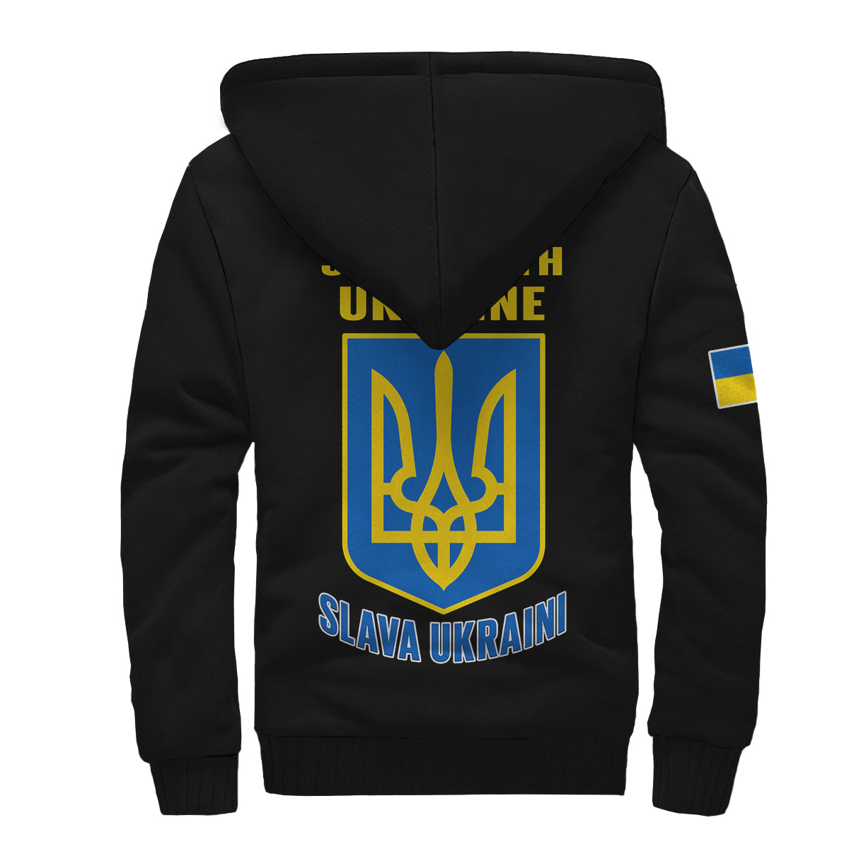 Ukraine Sherpa Hoodie Ukraine Gold Trident Slava Ukraini Black - Wonder Print Shop