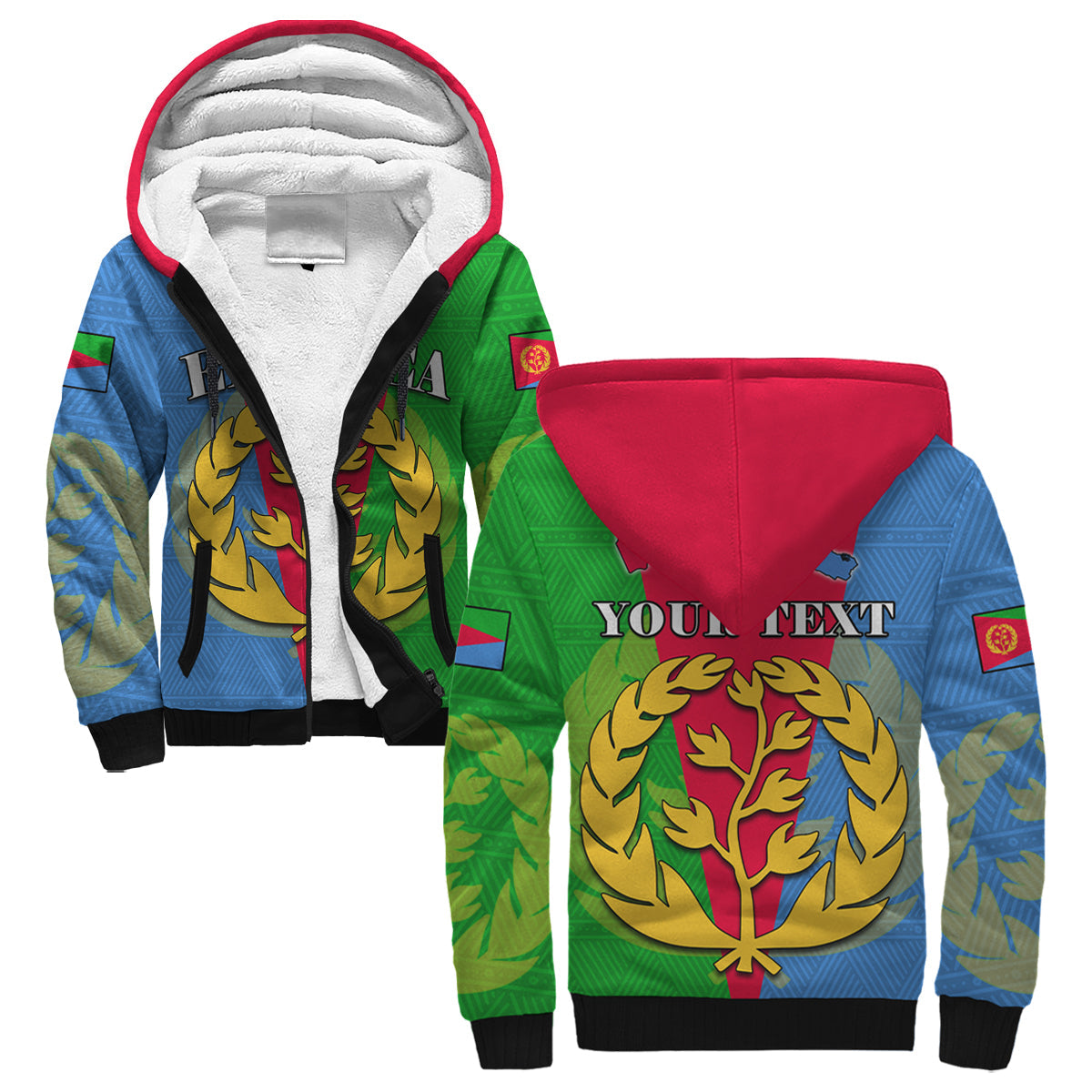 (Custom Personalised) Eritrea Sherpa Hoodie Eritrean Map Mix African Pattern Simple Style - Wonder Print Shop