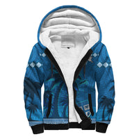 Custom Personalised Bula Fiji Day Sherpa Hoodie Fijian Tapa with Palm Tree 52nd Anniversary LT13 - Wonder Print Shop
