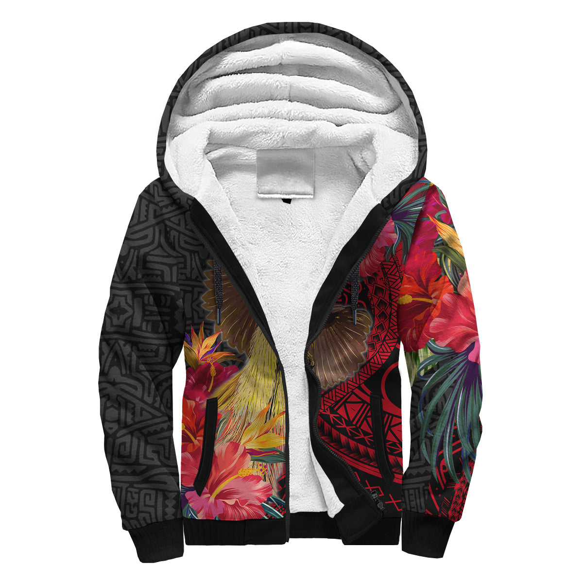 Custom Personalised Papua New Guinea Sherpa Hoodie Bird of Paradise LT13 - Wonder Print Shop