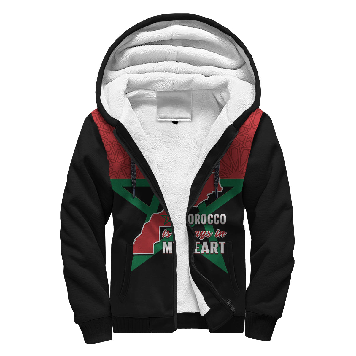 (Custom Personalised) Morocco Western Sahara Sherpa Hoodie Map Black Moroccan Is Always In My Heart - Wonder Print Shop