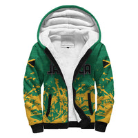Jamaica Athletics Sherpa Hoodie Jamaican Flag With African Pattern Sporty Style - Wonder Print Shop